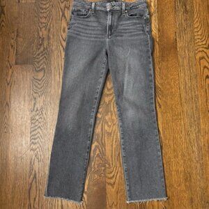 Cindy High Rise Straight Leg Women's Jeans Gray Raw Hem